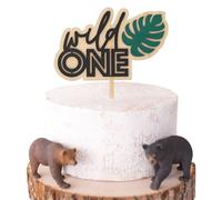 Wild ONE Wood Cake Topper - Birthday Tropical Wild One Theme Cake Decorations, First Birthday Party, Jungle Animal Safari Toddler Birthday Party Smash Cake 1st Birthday (WILD CAKE TOPPER)