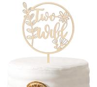 Wild One Wooden Cake Topper - Wild One Birthday Party Decorations,Jungle Safari Party Cake Decor,Boy Girl 1st Birthday Cake Topper,Wild Nature Flower Party Decoration (Two Wild Cake Topper)