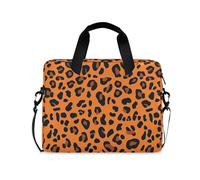 Wild Orange Leopard Print Laptop Sleeve Case Classy Sleeve for Laptops crossbody messenger bag for Work Journey with Strap Handle, 13 14 15.6 inch
