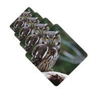 Wild Owl Birds Car Air Fresheners 4 Pcs Square Hanging Car Air Freshener Fragrance Scented Cards Auto Mirror Pendant Aromatherapy Tablets For Car Home Office Closet Bathroom