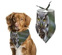 Wild Owl Birds Dog Bandanas for Feeding Grooming, Triangle Pet Bibs Washable Pets Scarf for Cats & Dogs