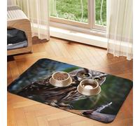 Wild Owl Birds Dog Food Mat, Absorbent Pet Feeding Mat for Food and Water Bowls Non-Slip Placement Pad for Floors Waterproof Quick Dry Water Dispenser Mat for Dogs Puppy Cats 16x24 Inch