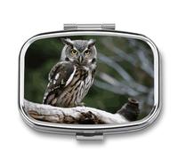 Wild Owl Birds Pill Box 2 Compartment Pill Case Portable Pocket Pill Organizer Medicine Vitamin Organizer for Men Women