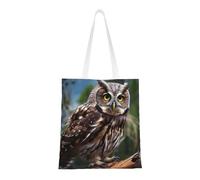 Wild Owl Birds Tote Bag For Women,Canvas Shoulder Bags With Pockets Shopping Bag Cute Reusable Grocery Bags