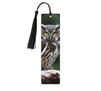 Wild Owl Birds Wooden Bookmarks 5 Pcs,Handmade Double-Sided Printed Book Marks Page Markers with Black Tassels Book Accessories Gift for Book Lovers Women Men