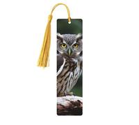 Wild Owl Birds Wooden Bookmarks 5 Pcs,Handmade Double-Sided Printed Book Marks Page Markers with Gold Tassels Book Accessories Gift for Book Lovers Women Men