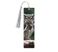 Wild Owl Birds Wooden Bookmarks 5 Pcs,Handmade Double-Sided Printed Book Marks Page Markers with Gray Tassels Book Accessories Gift for Book Lovers Women Men