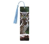 Wild Owl Wooden Bookmarks 5 Pack Handmade Double Sided Printed Sky Blue Tassel Page Markers Book Accessories Gift for Book Lovers Women
