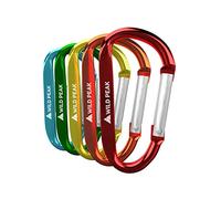 Wild Peak MultiClip7 Clip Carabiners - Lightweight Aluminum D Shape for Home, Outdoor, Camping, Fishing, Hiking, Travelling, Backpacking, Keyring & Accessories ▲ (Assorted Selection, 5 Pack)