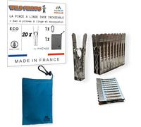 Wild Pinups: Pincinox 20 Unbreakable Stainless Steel Clothes Pegs with Basket and Carabiner for Laundry Rooms, Laundry Lines, Clothes Dryers, Solid Clothes Pins, Durable for Life, Made in France