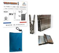 Wild Pinups: Pincinox 30 Unbreakable Stainless Steel Clothes Pegs with Basket and Carabiner for Laundry Rooms, Laundry Lines, Clothes Dryers, Solid Clothes Pins, Durable for Life, Made in France