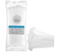 Wild Polar Premium Cable Ties - Clear/White & Black - Range of Sizes - 100 Pack Nylon Plastic Tie Wraps - Self Locking Small Zip Ties (White/Clear, 300mm x 3.6mm 100 Pack)