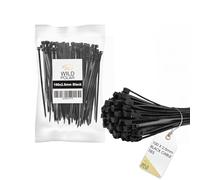 Wild Polar Premium Cable Ties - Clear/White & Black - Range of Sizes - 100 Pack Nylon Plastic Tie Wraps - Self Locking Small Zip Ties (Black, 100mm x 2.5mm 100 Pack)