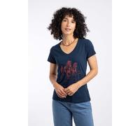 Wild Ponies Front Print Cotton Graphic T-Shirt Weird Fish Navy 16