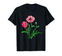 Wild Poppies Black Outline Art Value Graphic T-Shirt