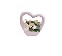 Wild Poppy Flowers in A Heart Shaped Vase (IVORY)