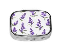 Wild Purple Flowers Pattern Pill Case Pill Box Travel Pill Organizer Small Square Medicine Box for Purse & Pocket Gifts
