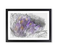Wild Purple Orchid Flowers in Abstract Framed Print | A2 Black Framed Wall Art | Ready to Hang | Abstract Floral Picture | Living Room Bedroom Lounge Office
