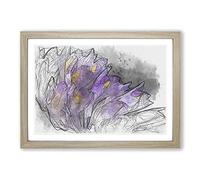 Wild Purple Orchid Flowers in Abstract Framed Print | A2 Oak Framed Wall Art | Ready to Hang | Abstract Floral Picture | Living Room Bedroom Lounge Office