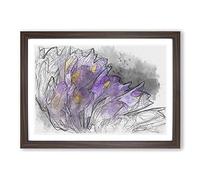 Wild Purple Orchid Flowers in Abstract Framed Print | A2 Walnut Framed Wall Art | Ready to Hang | Abstract Floral Picture | Living Room Bedroom Lounge Office