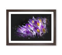 Wild Purple Orchid Flowers Paint Splash Framed Print | A2 Walnut Framed Wall Art | Ready to Hang | Modern Floral Picture | Living Room Bedroom Lounge Office