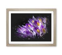 Wild Purple Orchid Flowers Paint Splash Modern Art Framed Print | A2 Oak Framed Wall Art | Ready to Hang | Modern Floral Picture | Living Room Bedroom Lounge Office
