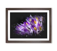 Wild Purple Orchid Flowers Paint Splash Modern Art Framed Print | A2 Walnut Framed Wall Art | Ready to Hang | Modern Floral Picture | Living Room Bedroom Lounge Office