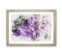 Wild Purple Orchid Flowers Watercolour Framed Print | A2 Oak Framed Wall Art | Ready to Hang | Modern Floral Picture | Living Room Bedroom Lounge Office