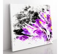 Wild Purple Orchid Flowers Watercolour Modern Canvas Wall Art Print Ready to Hang, Framed Picture for Living Room Bedroom Home Office Décor, 50x50 cm (20x20 Inch)