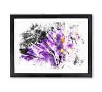 Wild Purple Orchid Flowers Watercolour Modern Framed Print | A2 Black Framed Wall Art | Ready to Hang | Modern Floral Picture | Living Room Bedroom Lounge Office
