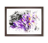 Wild Purple Orchid Flowers Watercolour Modern Framed Print | A2 Walnut Framed Wall Art | Ready to Hang | Modern Floral Picture | Living Room Bedroom Lounge Office