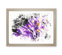 Wild Purple Orchid Flowers Watercolour Modern Framed Print | A4 Oak Framed Wall Art | Ready to Hang | Modern Floral Picture | Living Room Bedroom Lounge Office