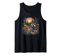 Wild Raccoon Sunset Forest Wildflower Design Tank Top