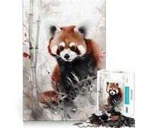 Wild Red Panda Ink Wash Jigsaw Puzzles1000 Pieces Cognitive Boost Fun Burr Free Clean Cut Pieces Holiday Indoor Entertainment Toy (50x75cm)