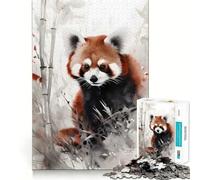 Wild Red Panda Ink Wash Jigsaw Puzzles1000 Pieces Cognitive Train Fun Flawless Interlocking Pieces Birthday Gift Brain Teaser Toy (38x26cm)
