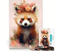 Wild Red Panda Jigsaw Puzzle1000 Pieces Thinking Skill Game Seamless Fit Precise Pieces Family Fun Night Activity (38x52cm)