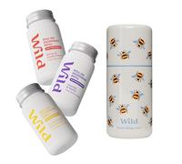 Wild Refillable Antiperspirant Roll On Deodorant Starter Kit with 72 Hour Odour & Sweat Protection - Bee Print Case with Honey & Cactus Flower, Coconut & Vanilla, Vanilla Bean & Buttercream Refills