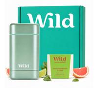 Wild Refillable Natural Deodorant Starter Kit Aqua Case & Pink Grapefruit | Pink Grapefruit & Lime Fragrance | Aluminium Free Deodorant | Refillable Aluminium Case | 24 Hour Odour Protection | Vegan