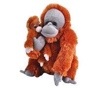 Wild Republic 23476 Mom and Baby Orangutan Plush Stuffed Animal, Toy, Gifts for Kids,Orange
