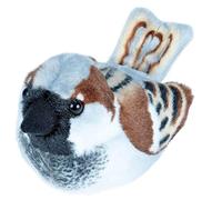 Wild Republic Birds House Sparrow with authentic Bird Sound, Soft Toy for Kids, 13cm, White-brown