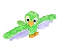Wild Republic Huggers Soft Toy Slap Bracelet, Gifts for Kids, Green Parrot Plush Toy 20 cm