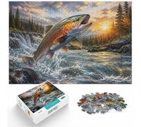 Wild River Atlantic Salmon, Classic Puzzle, 1000 Pieces, 1000pcs (40x28cm) | For shared family time, this adult jigsaw puzzle with 1000 pieces turns free time into a focused activity.