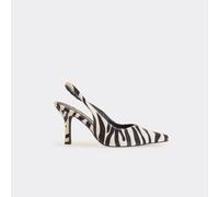 Wild Runner Pointed Toe Slingback Court Heel In Zebra Print Faux Fur, Women's Size UK 3