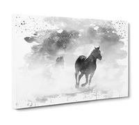 Wild Running Horses V3 Canvas Print | Gallery Wrapped 30mm Frame Wall Art | 24x16 inches | Ready to Hang | Modern Animals Picture | Living Room Bedroom Lounge Office