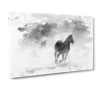 Wild Running Horses V3 Canvas Print | Gallery Wrapped 30mm Frame Wall Art | 30x20 inches | Ready to Hang | Modern Animals Picture | Living Room Bedroom Lounge Office