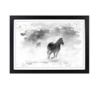 Wild Running Horses V3 Framed Print | A2 Black Framed Wall Art | Ready to Hang | Modern Animal Picture | Living Room Bedroom Lounge Office