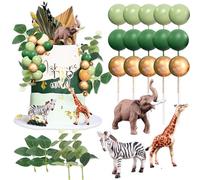 Wild Safari Animals Cake Topper Jungle Animal Figure Picks Jungle Wild One Animals Cake Decorations for Baby Shower Safari Birthday Party
