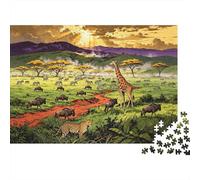 Wild Safari Jigsaw Puzzle 1000 Pieces Recycled Paper African Savanna Puzzles for Elderly Educational Game Decompression Relieve Senile Dementia Gift 38x26cm/1000pcs