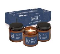 WILD+ Scented Candles Gift Set, 3Pack Soy Wax Candles of Lavender, Fresh Rose, Freesia, Perfect Aromatherapy Candle Gifts for Women, Yoga, Birthday, Weddings, Mother's Day, Christmas
