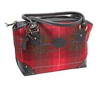 Wild Scottish Deerskin Designer Leather Red Tartan Check Harris Tweed Large Sophie Tote Bag